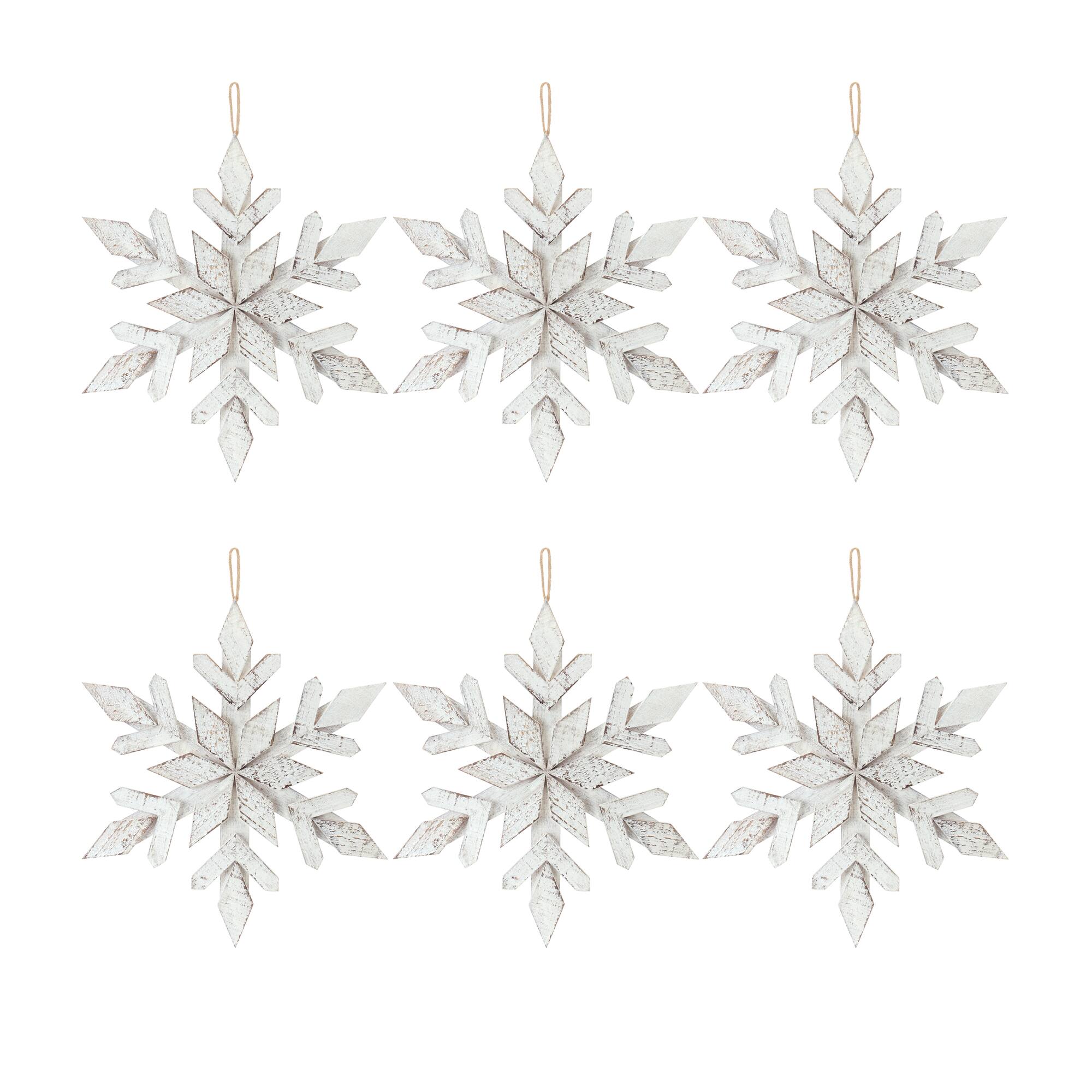 6 Pack 17.5" White Snowflake Ornaments
